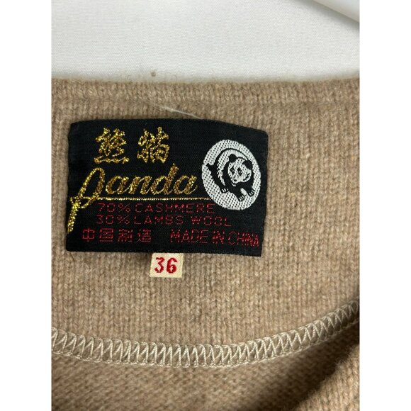 Vintage Panda Men's Size 36 Camel Sweater Pullover Cashmere & Lambs Wool Blend - Picture 3 of 9